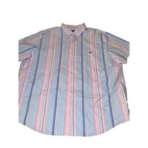 Vineyard Vines Mens 3XB Short Sleeve Button Down Shirt Blue Pink Stripe Classic